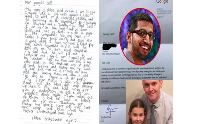 Cô bé 7 tuổi từng gửi thư xin việc cho CEO Google đã đi làm, nhưng không phải ở Google!
