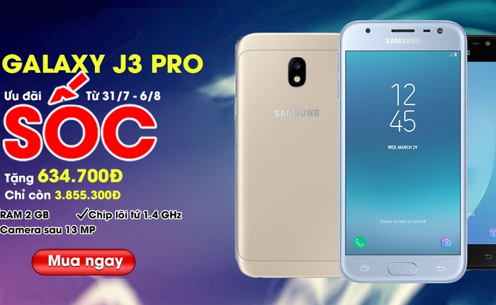 Tìm chỗ mua Samsung Galaxy J3 Pro? Lên ngay Nemo.vn để được giảm thêm 635.000 đồng