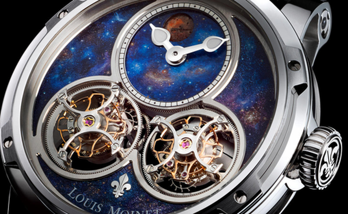 Cận cảnh cỗ máy đếm thời gian như vũ trụ thu nhỏ Louis Moinet Space Mystery - chiếc đồng hồ duy nhất chứa đá vũ trụ đích thực