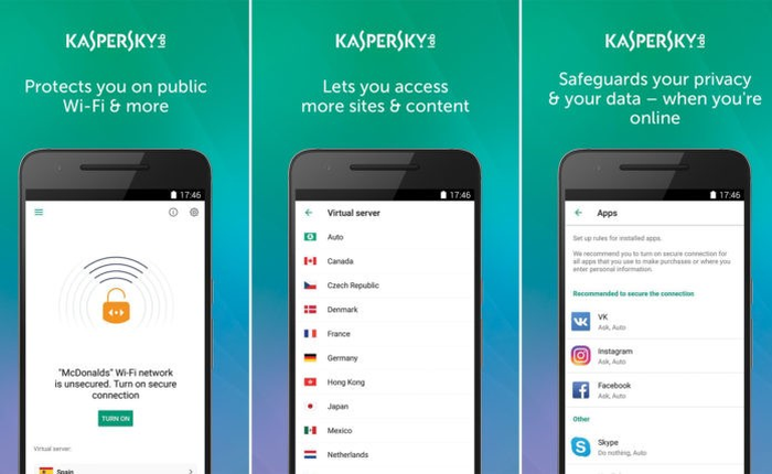 Kaspersky cung cấp dịch vụ VPN Secure Connection cho các thiết bị di động