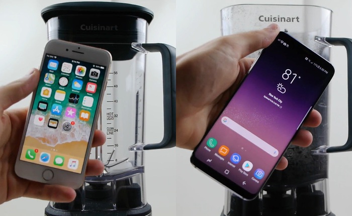 iPhone 8 và Galaxy S8 thử sức với máy xay sinh tố, smartphone nào sẽ tan tành nhanh hơn?