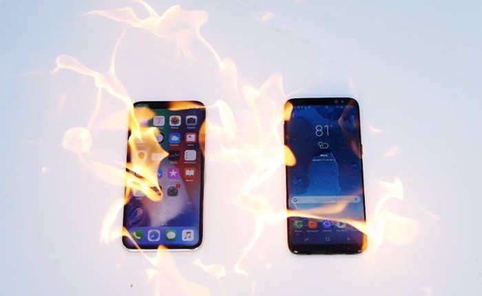 Lại đến bài thử đốt cháy iPhone X và Galaxy S8, xem ai "gan lì" hơn