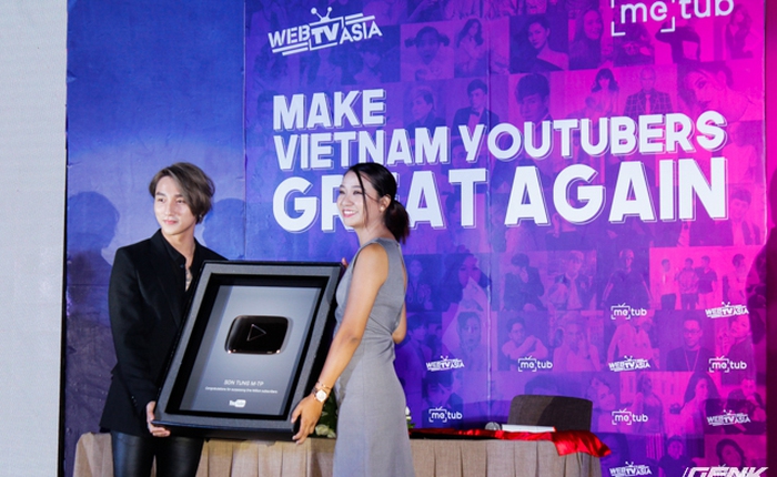 Sơn Tùng M-TP trở thành nghệ sĩ Việt Nam đầu tiên nhận nút vàng YouTube: 1 triệu người theo dõi
