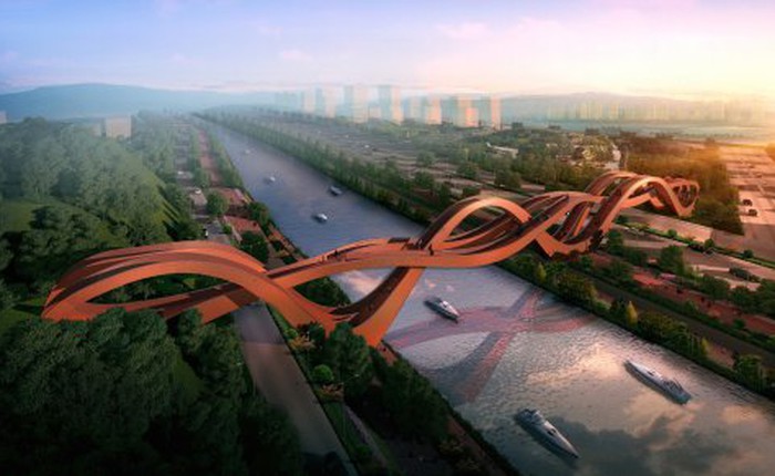 Chọn ý tưởng nút thắt may mắn làm cầu, công ty Hà Lan đã tạo ra một kiệt tác kiến trúc mới cho Trung Quốc