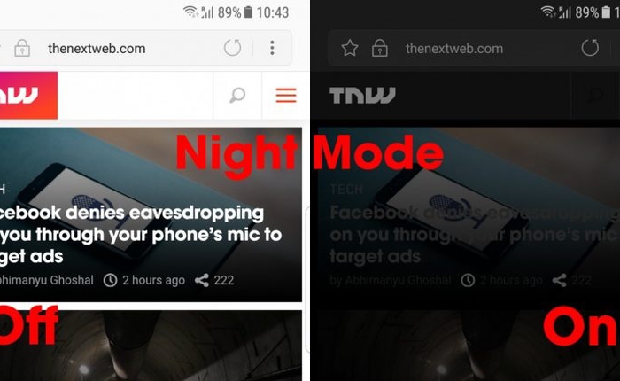 Samsung bổ sung tính năng Night Mode cho trình duyệt internet của hãng