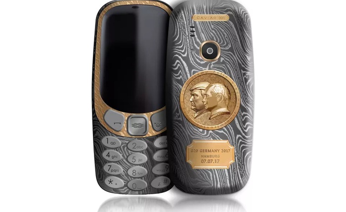 Chiêm ngưỡng Nokia 3310 làm từ titan, thép quý và vàng, chạm khắc chân dung 2 vị Tổng thống quyền lực nhất thế giới hiện tại