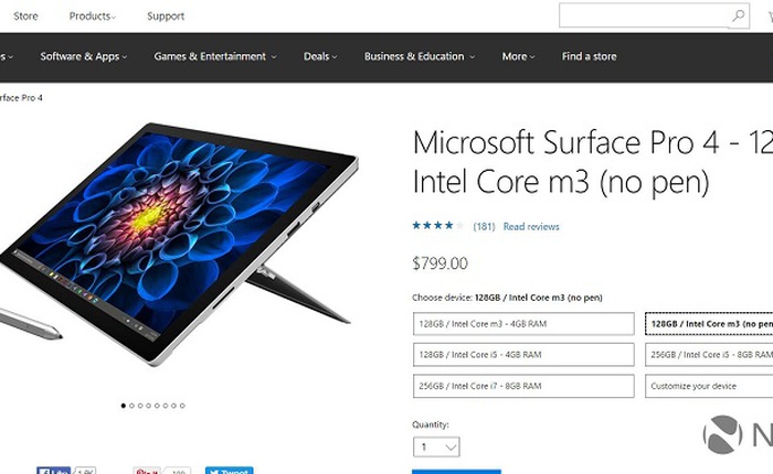 Microsoft bán ra phiên bản Surface Pro 4 không kèm bút cảm ứng với giá chỉ 17 triệu đồng