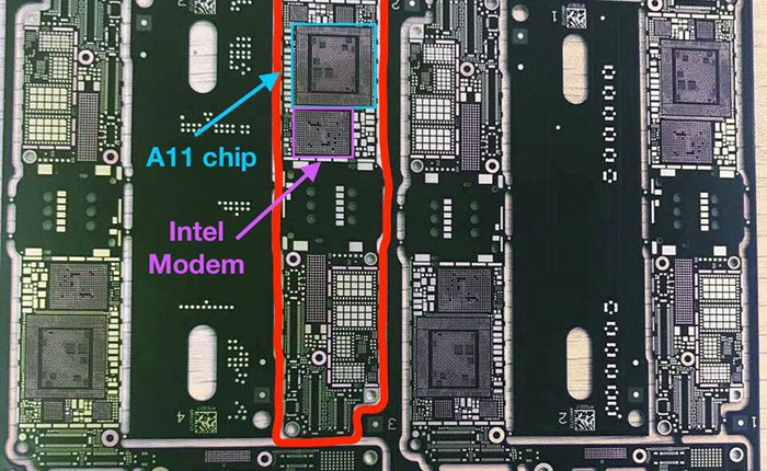 Bảng mạch của iPhone 7s Plus lộ diện với chip A11 và chip modem của Intel