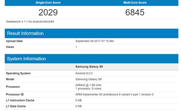 Rò rỉ điểm benchmark của Galaxy S8 chạy Android 8.0, ngày ăn bánh Oreo của Samsung đang đến rất gần
