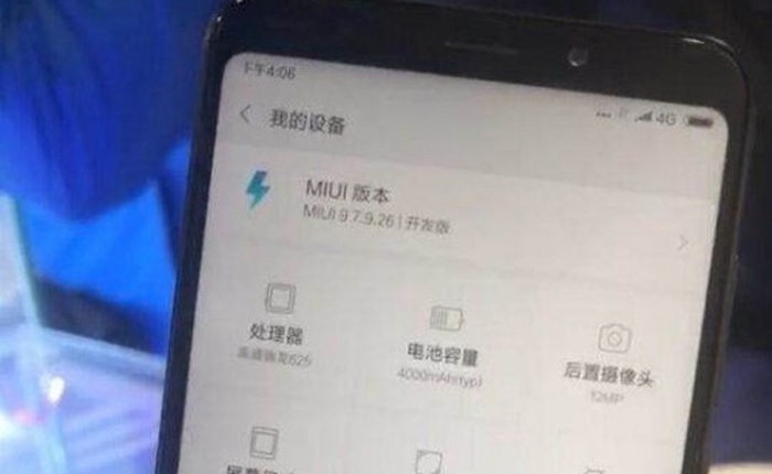 Xiaomi Redmi Note 5 lộ ảnh mặt trước, màn hình vô cực 18:9, chip Snapdragon 625