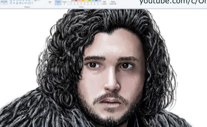 [Video] Xem nghệ sĩ trổ tài vẽ chân dung Jon Snow trong Game of Thrones bằng Microsoft Paint