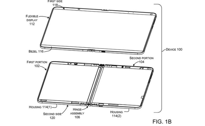 Surface Phone của Microsoft sử dụng 1 màn hình gập được thay vì 2 tấm riêng biệt