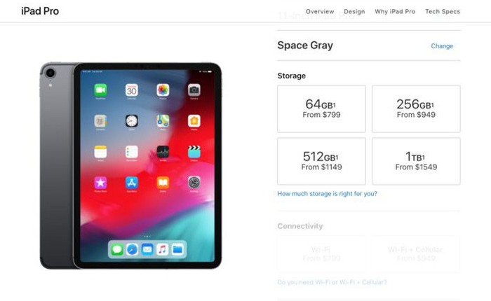 Apple tính phí cắt cổ cho việc nâng cấp dung lượng lưu trữ trong iPad và MacBook