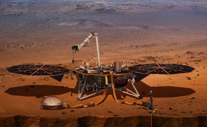 Sau "7 phút kinh hoàng", tàu thăm dò InSight của NASA đã hạ cánh thành công xuống bề mặt Sao Hỏa. Đây là hình ảnh đầu tiên nó gửi về