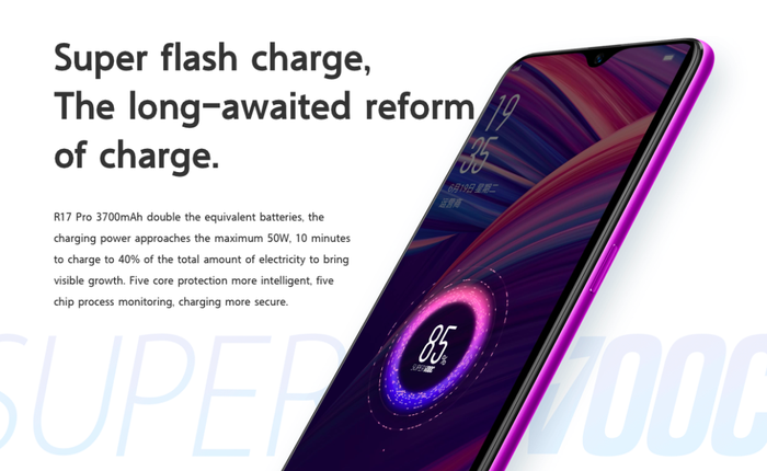 Sạc nhanh của Huawei chưa là gì, Oppo R17 Pro còn sạc nhanh hơn nữa: 10 phút lên 40% pin