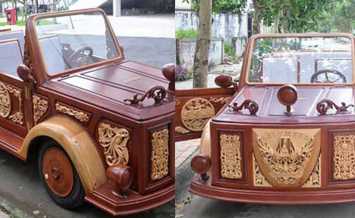 Ô tô bằng gỗ với động cơ BMW tự chế của thợ Việt vẫn bền bỉ theo năm tháng