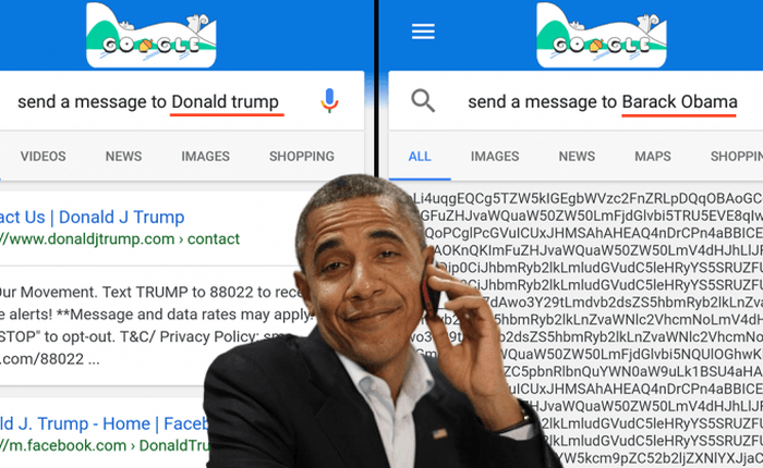 Google không muốn bạn gửi tin nhắn cho Barrack Obama?