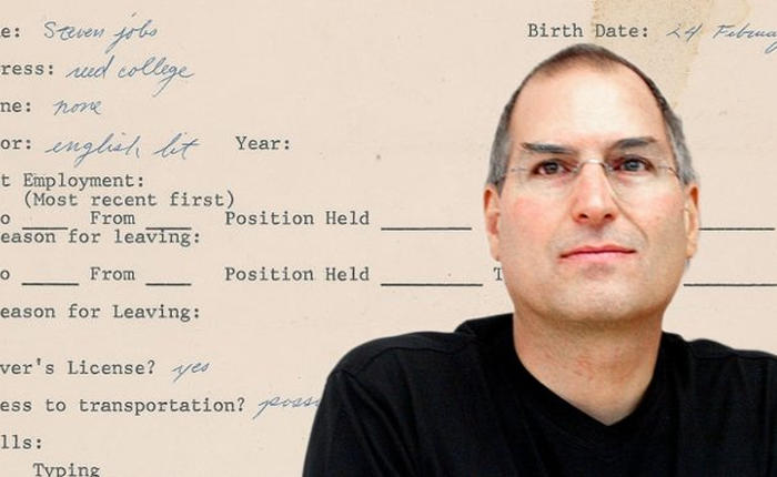 Steve Jobs viết sai cả tên công ty HP trong đơn xin việc của mình cách đây 45 năm