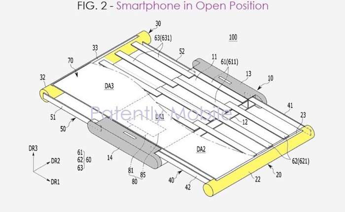 Lộ bằng sáng chế mới về smartphone có thể kéo rộng màn hình của Samsung