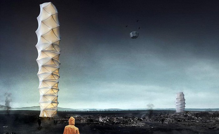 Thiết kế nhà cao hàng chục tầng gấp lại được như Origami dành cho vùng thiên tai đạt giải kiến trúc của năm