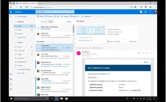 Sau khi Google thiết kế lại Gmail, Microsoft cũng tiết lộ nhiều tính năng mới của Outlook