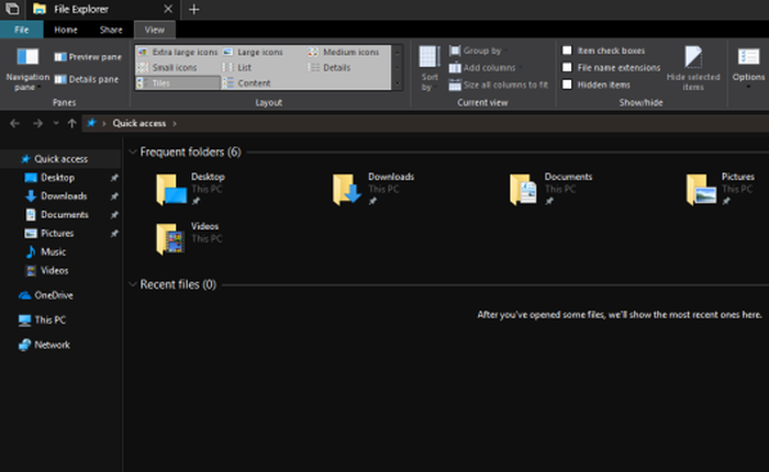 Nền tối cho File Explorer đã xuất hiện trong bản build mới được Microsoft cập nhật cho người dùng Fast Ring