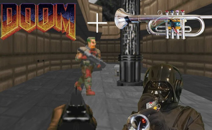 Không cần bàn phím và chuột, Youtuber này vẫn giết sạch quái vật trong game "Doom" chỉ bằng một cái kèn