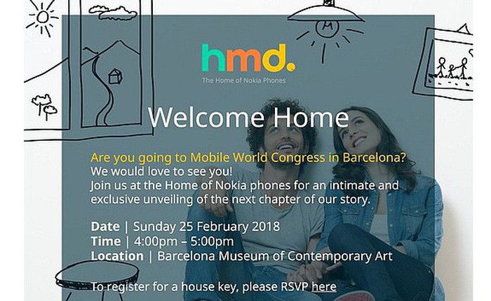 HMD Global chính thức gửi giấy mời sự kiện diễn ra vào ngày 25/2, trước thềm MWC 2018, có thể ra mắt Nokia 9