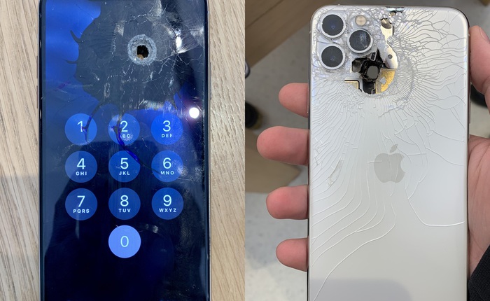 iPhone 11 Pro Max bị bắn xuyên thủng một lỗ nhưng vẫn hoạt động bình thường