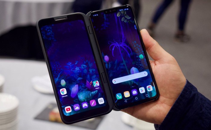 [MWC 2019] LG ra mắt V50 ThinQ: Smartphone 5G, chip Snapdragon 855, có khả năng gắn thêm một màn hình phụ thứ 2