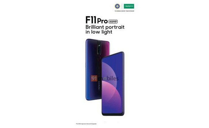 OPPO F11 Pro lộ diện: Camera selfie "thò thụt" 32MP, camera chính 48MP, màu gradient, giá dưới 8 triệu