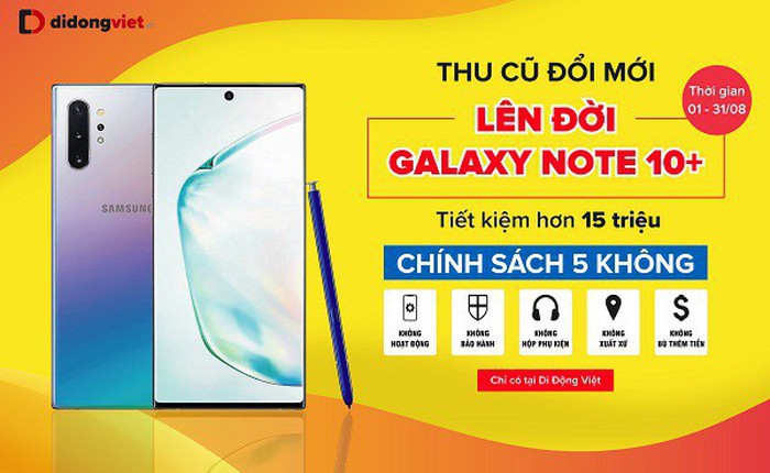 Khách dùng Galaxy Note 8, Note 9 tiết kiệm đến hơn 13 triệu đồng khi lên đời Galaxy Note 10, 10+ tại Di Động Việt