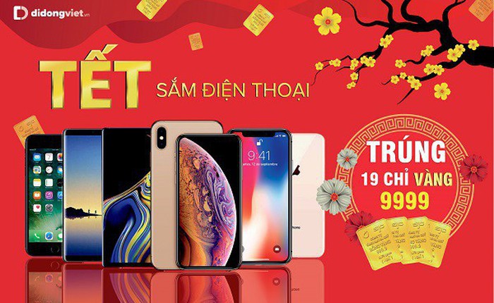 Mua iPhone 7 Plus, 8 Plus, X và Xs Max trúng 19 chỉ vàng 9999 tại Di Động Việt
