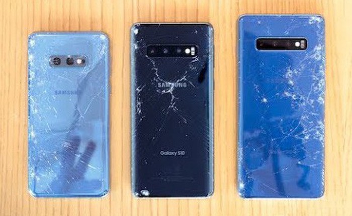 SquareTrade thử nghiệm thả rơi bộ 3 Galaxy S10, vỡ ngay từ lần thả đầu tiên, Galaxy S10 bền hơn iPhone XS Max