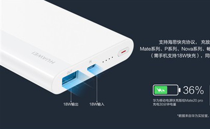 Huawei ra mắt sạc dự phòng 10.000mAh, sạc nhanh 2 chiều 18W, giá từ 350 ngàn