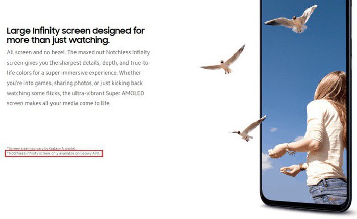 Samsung xác nhận Galaxy A90 sẽ sở hữu màn hình không khiếm khuyết mang tên "Notchless Infinity"