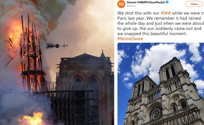 Xiaomi bị chỉ trích vì sử dụng Nhà thờ Đức Bà Paris để quảng cáo điện thoại giữa lúc thảm kịch diễn ra