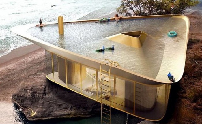 Cần gì phải ra biển tắm khi bạn có thể ngụp lặn ngay trên nóc nhà với ý tưởng thiết kế độc lạ này