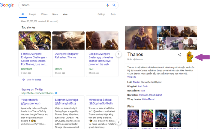 Google Tìm kiếm đã có Găng tay Vô cực cho bạn thử: Chỉ cần gõ Thanos là ra, làm luôn đi