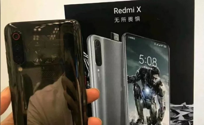 Lộ ảnh rõ nét Redmi X: Mặt lưng trong suốt như Mi 9, 3 camera sau và camera selfie trượt
