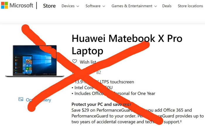 Microsoft âm thầm ngừng bán laptop Huawei