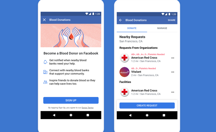 Facebook ra mắt tính năng vận động hiến máu tình nguyện