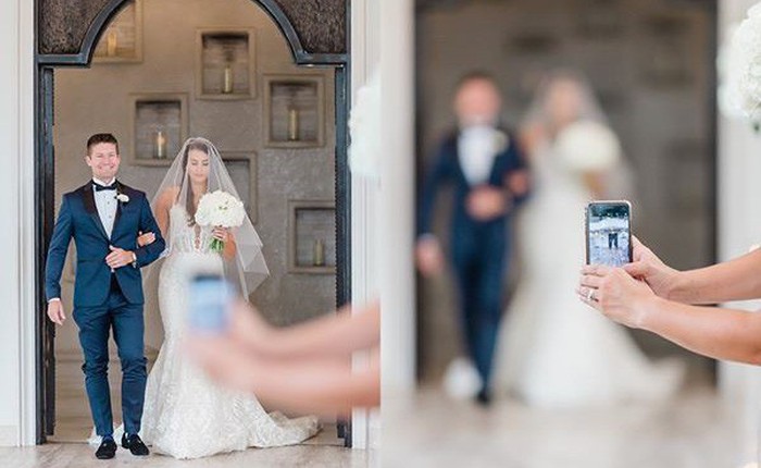 Ảnh chụp đám cưới bỗng thành thảm họa xóa phông vì sự hiện diện của một chiếc iPhone