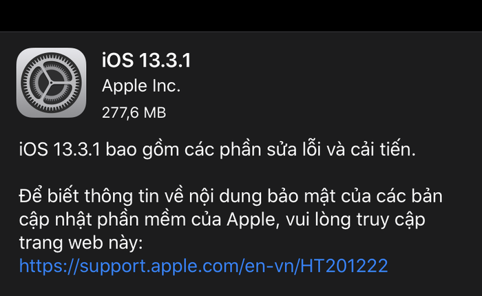 Apple tung ra iOS 13.3.1, sau đây là những thay đổi