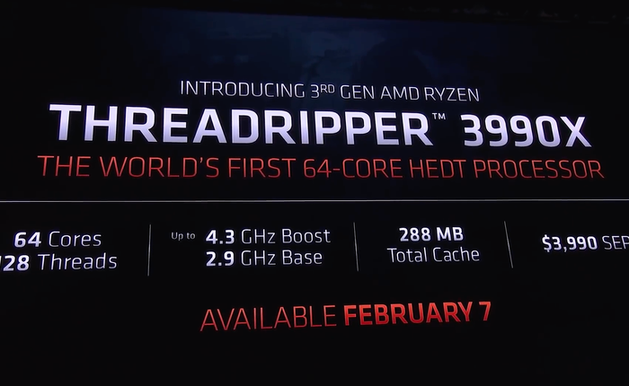 [CES 2020] AMD ra mắt Threadripper 3990X: 64 nhân, rẻ bằng 1/5 Intel nhưng vẫn mạnh hơn