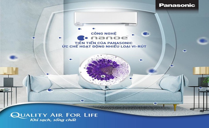 Công nghệ lọc khí Panasonic nanoe™ ức chế hoạt động của nhiều loại vi khuẩn, vi-rút