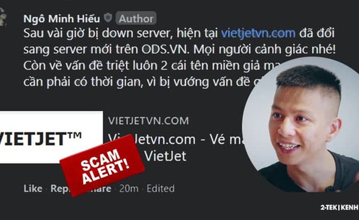 Sau khi bị đánh sập, trang web giả mạo Vietjet Air lại bất ngờ "hồi sinh", Hieupc phát cảnh báo ẩn ý sẽ "triệt luôn" tên miền này!