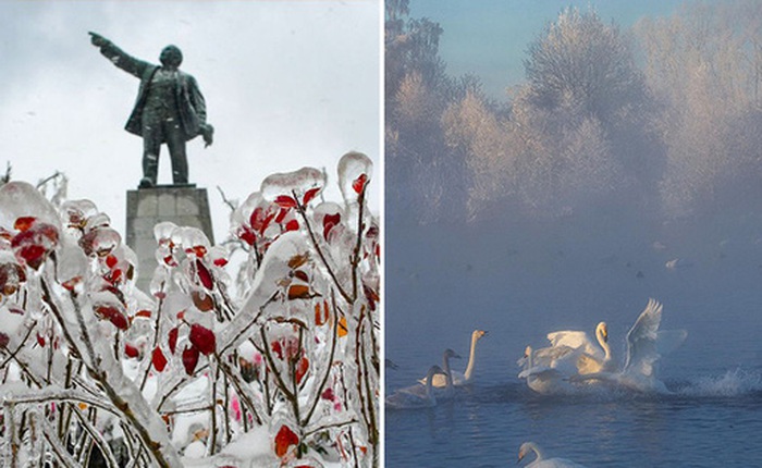 Loạt hình ảnh trong mùa đông khắc nghiệt, băng tuyết trắng xoá ở nước Nga chỉ nhìn thôi cũng đủ thấy rét run cầm cập