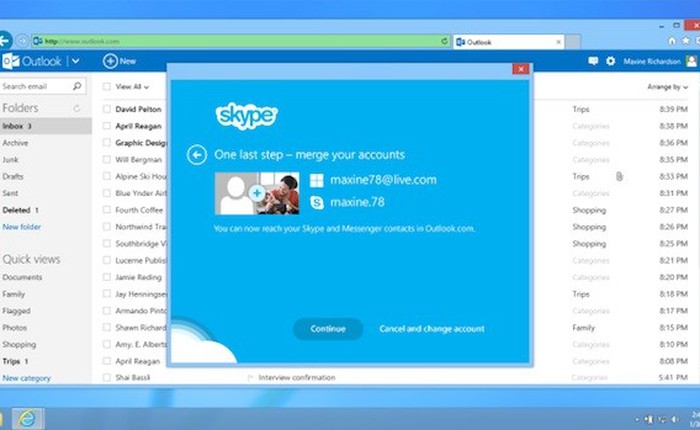 Microsoft tích hợp Skype vào Outlook, ra mắt rộng rãi vào mùa hè