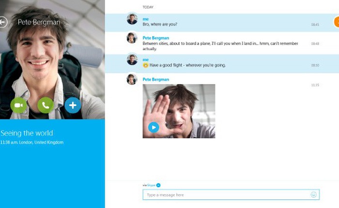 Skype cho Windows 8 đã có thể nhắn tin video